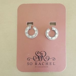 So Rachel Longaberger Horseshoe Silver Earrings NEW